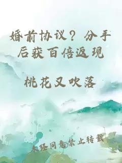 婚前協議？分手后獲百倍返現