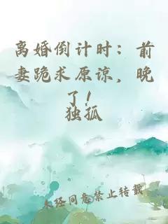 離婚倒計(jì)時(shí):前妻跪求原諒,晚了!